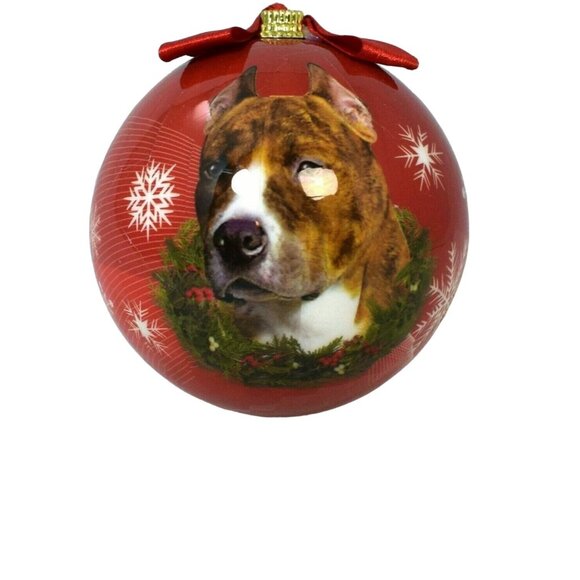 ES Pets Dog Christmas Unbreakable Ball Ornament New Pit Bull Terrier - Picture 1 of 1